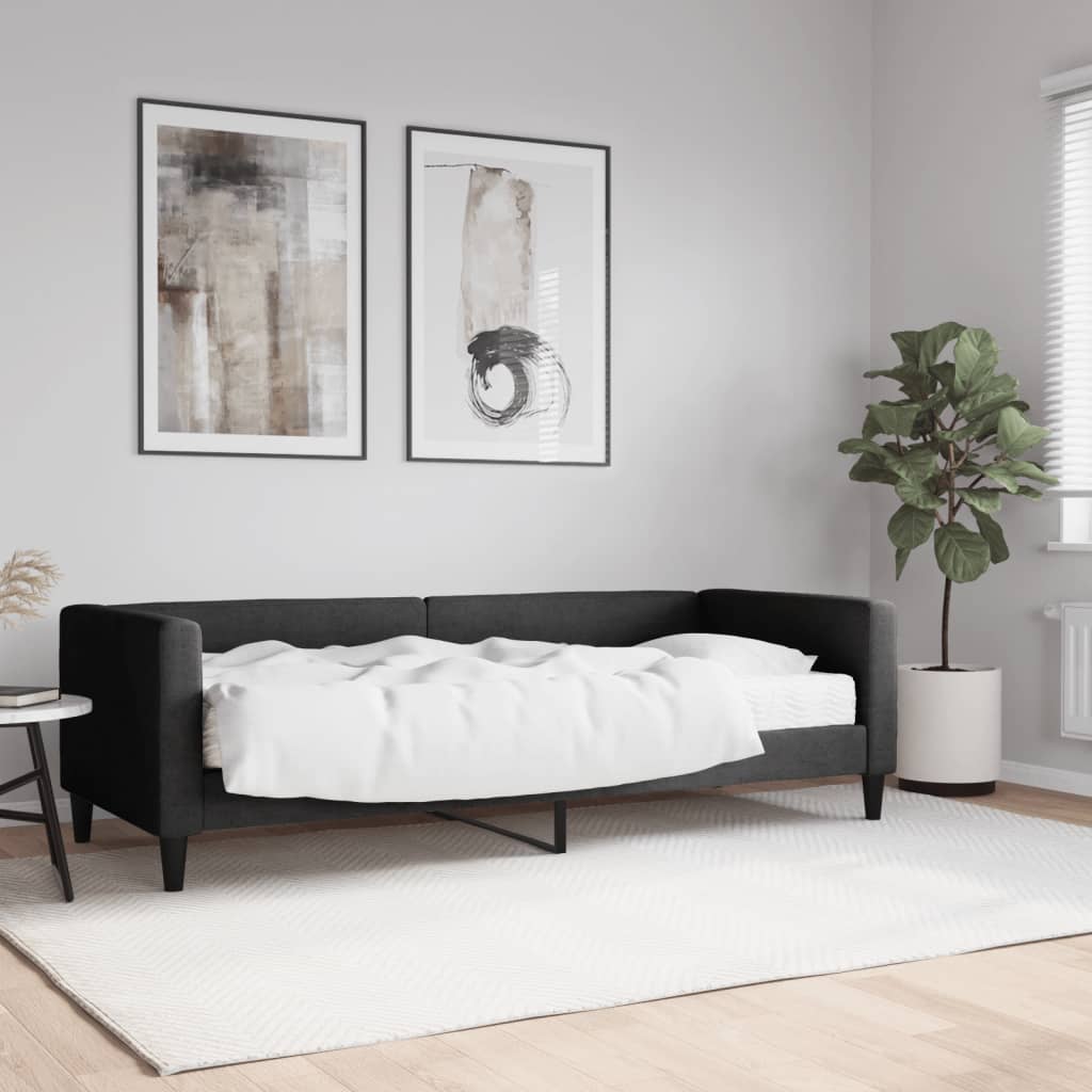 vidaXL Denná posteľ s matracom čierna 80x200 cm látka