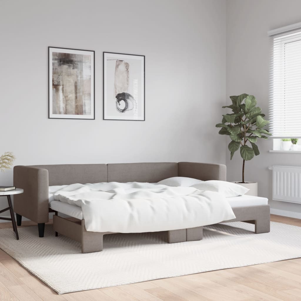 vidaXL Denná posteľ s rozkladacou posteľou sivohnedá 80x200 cm látka