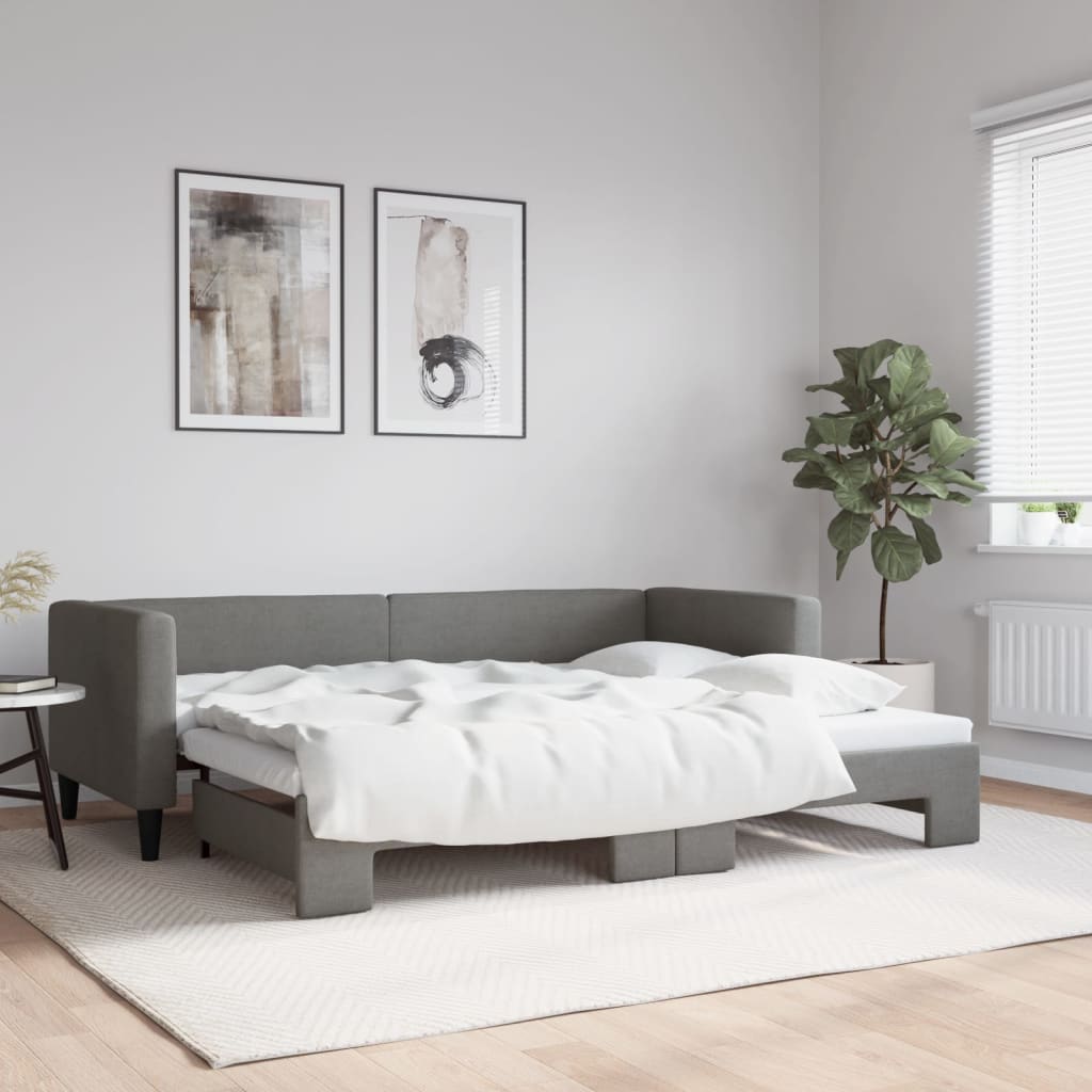 vidaXL Denná posteľ s rozkladacou posteľou tmavosivá 80x200 cm látka
