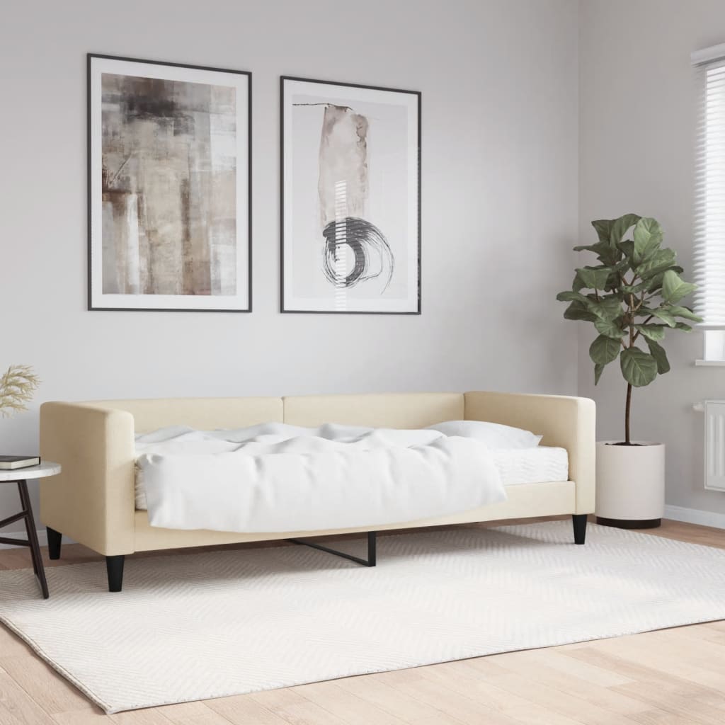 vidaXL Denná posteľ s matracom krémová 80x200 cm látka