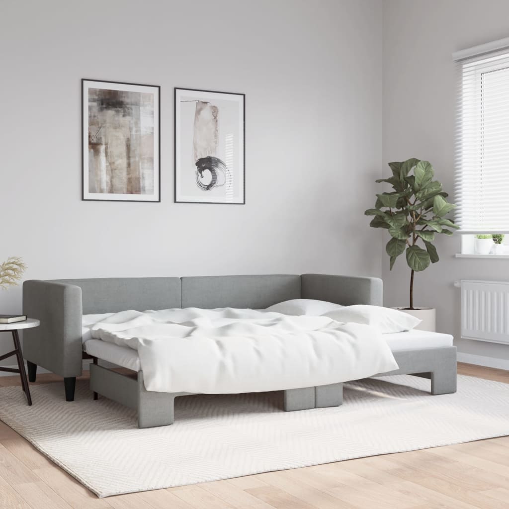 vidaXL Denná posteľ s rozkladacou posteľou bledosivá 80x200 cm látka