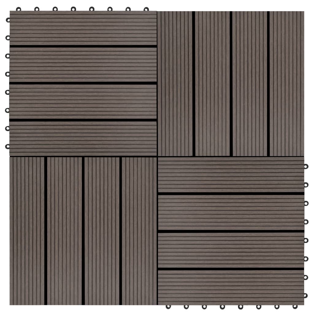 vidaXL Podlahové dlaždice z WPC 11 ks 30x30 cm 1 m2 tmavohnedé