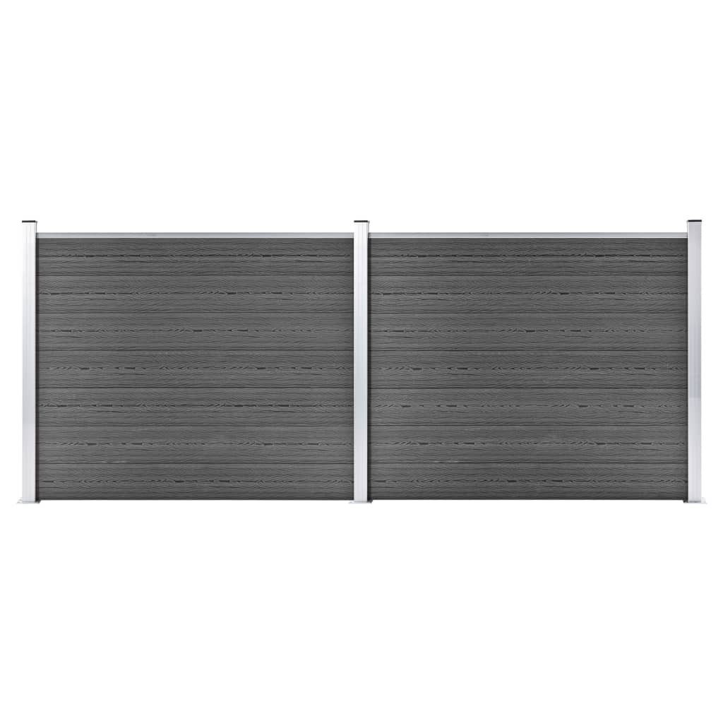 vidaXL Sada plotových panelov WPC 353x146 cm čierna