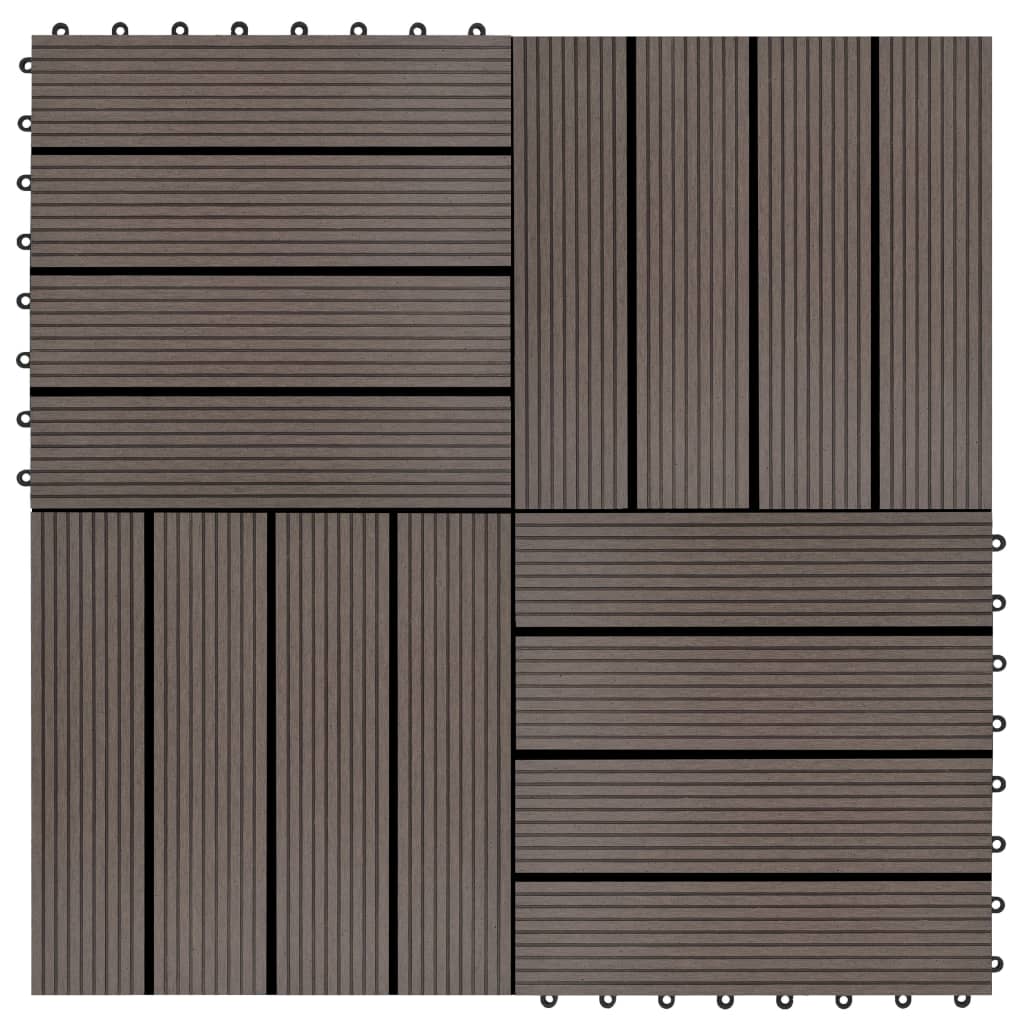 vidaXL Podlahové dlaždice 22 ks, 30x30 cm, 2 m2, WPC, tmavohnedé