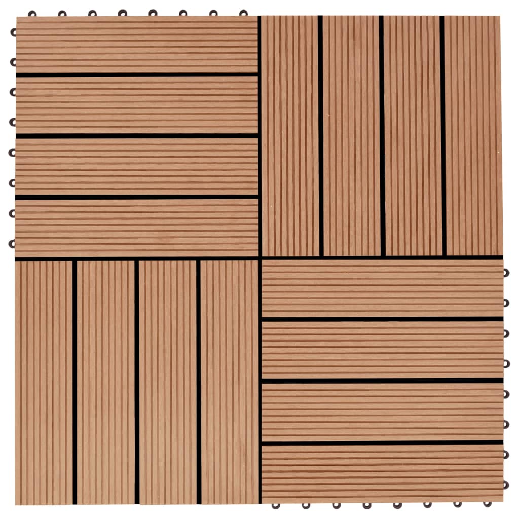 vidaXL Podlahová dlažba z WPC 11 ks 30x30 cm 1m2 farba teakového dreva