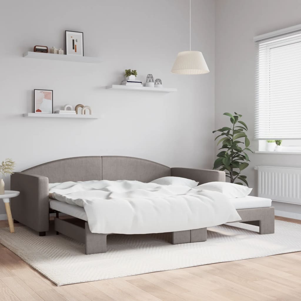 vidaXL Denná posteľ s rozkladacou posteľou sivohnedá 100x200 cm látka