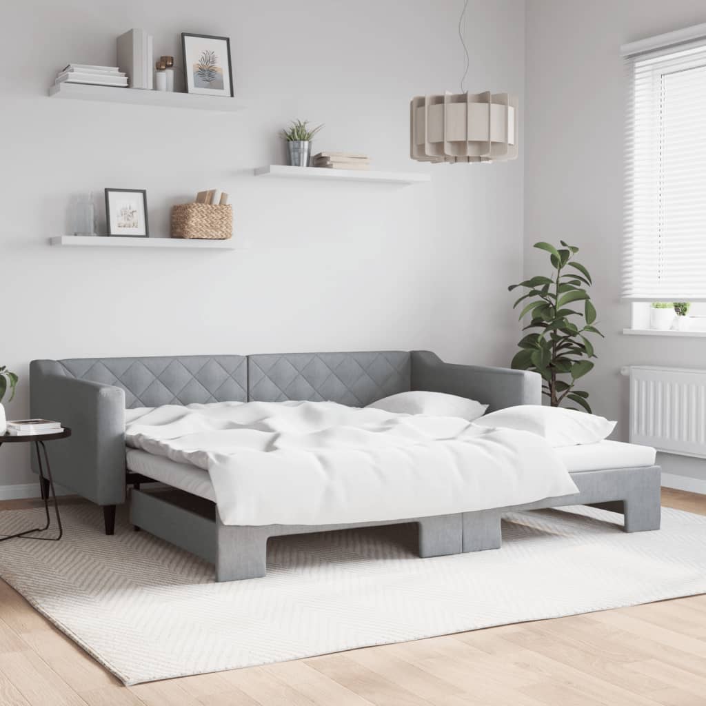 vidaXL Denná posteľ s rozkladacou posteľou bledosivá 100x200 cm látka