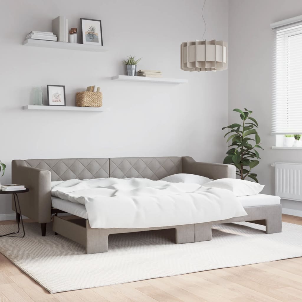 vidaXL Denná posteľ s rozkladacou posteľou sivohnedá 90x200 cm látka