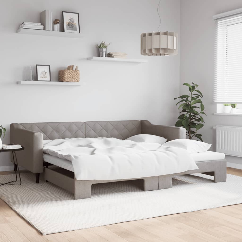 vidaXL Denná posteľ s rozkladacou posteľou sivohnedá 100x200 cm látka