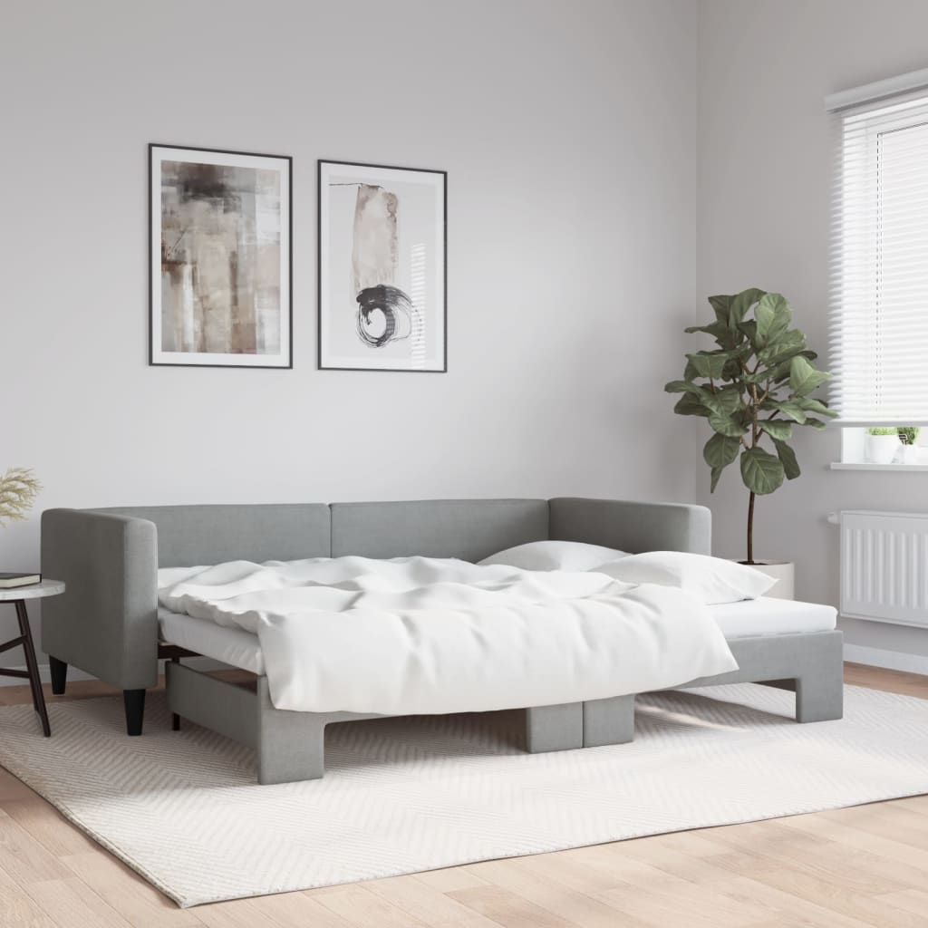 vidaXL Denná posteľ s rozkladacou posteľou bledosivá 80x190 cm látka