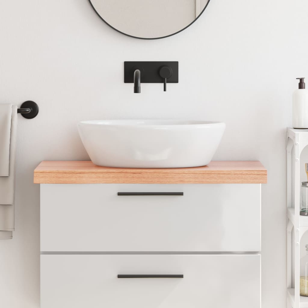 vidaXL Kúpeľňová doska bledohnedá 80x40x(2-6) cm ošetrený masív