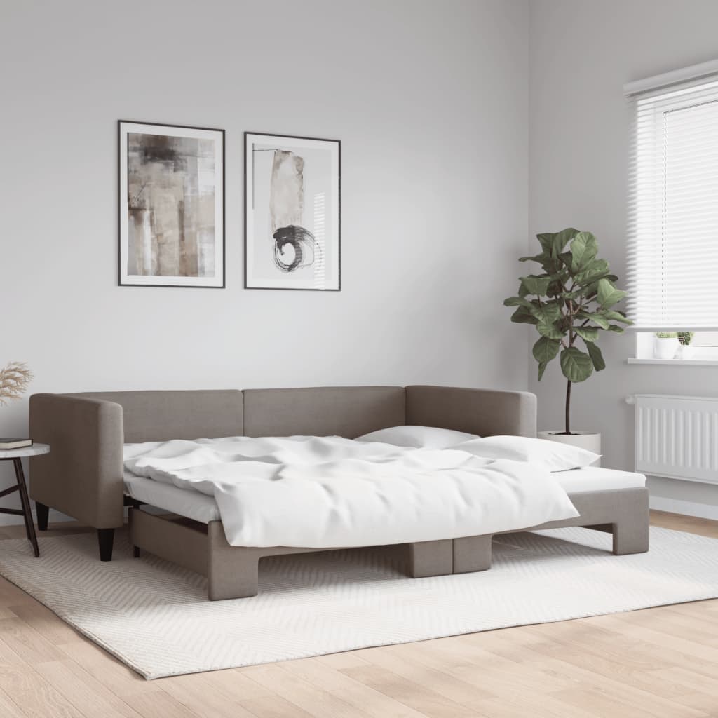 vidaXL Denná posteľ s rozkladacou posteľou sivohnedá 100x200 cm látka