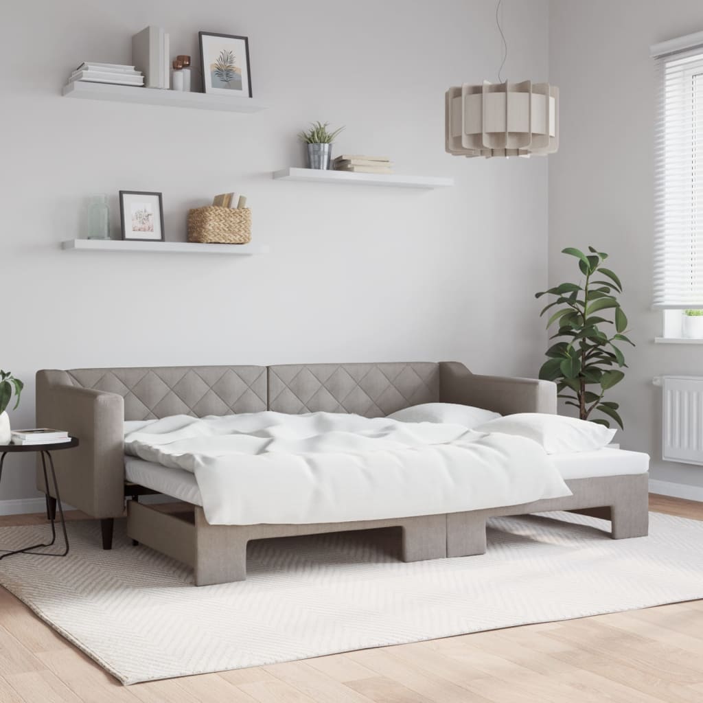 vidaXL Denná posteľ s rozkladacou posteľou sivohnedá 80x200 cm látka