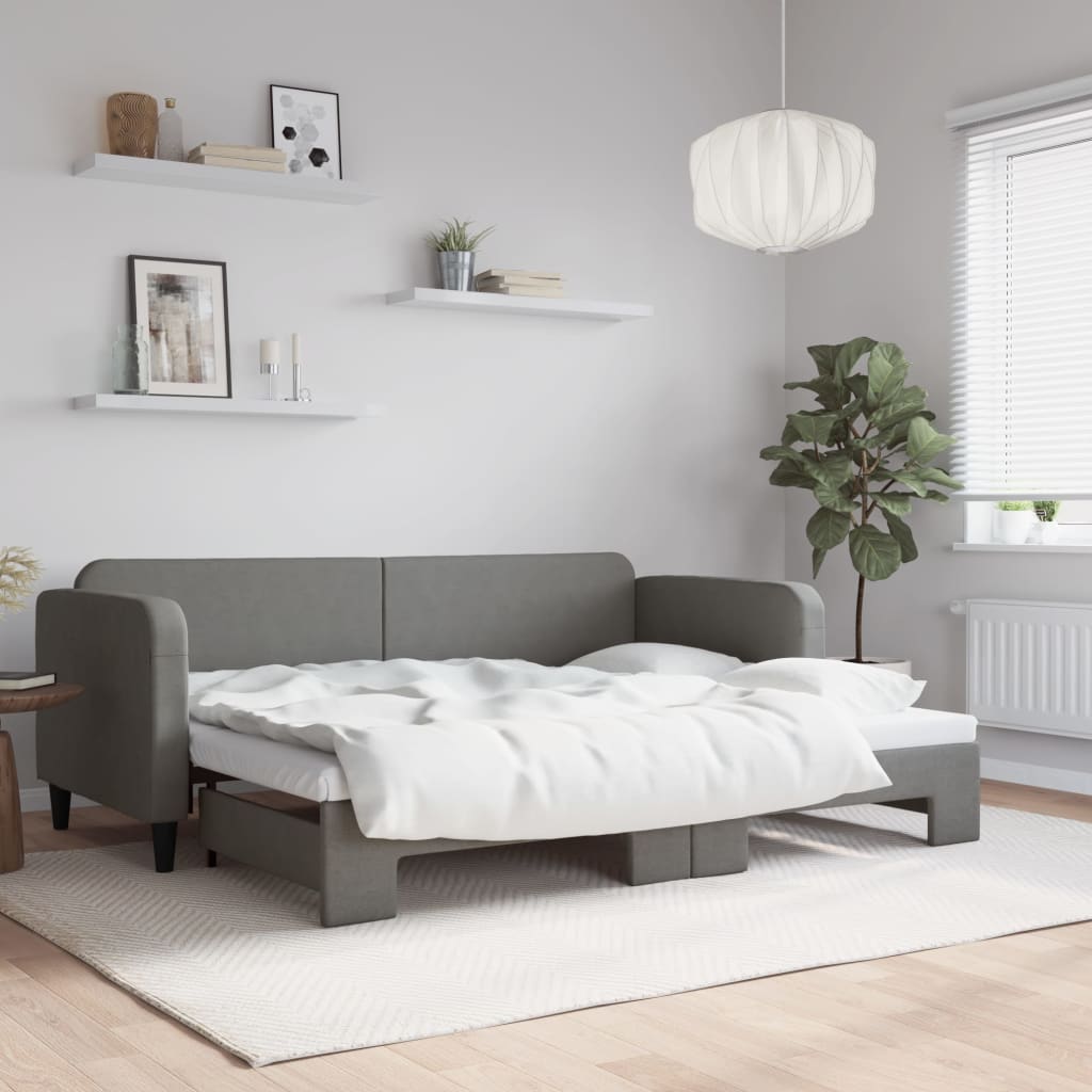 vidaXL Denná posteľ s rozkladacou posteľou tmavosivá 80x200 cm látka