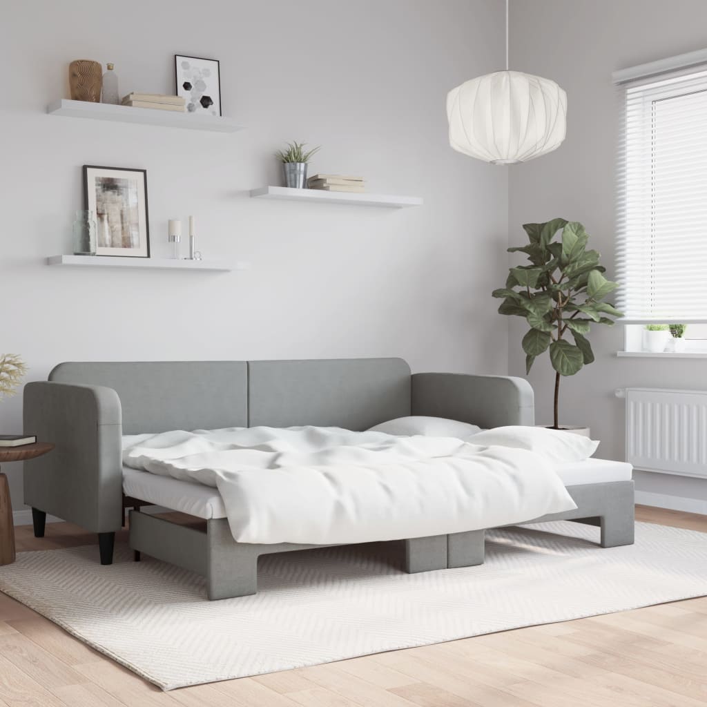 vidaXL Denná posteľ s rozkladacou posteľou bledosivá 80x200 cm látka