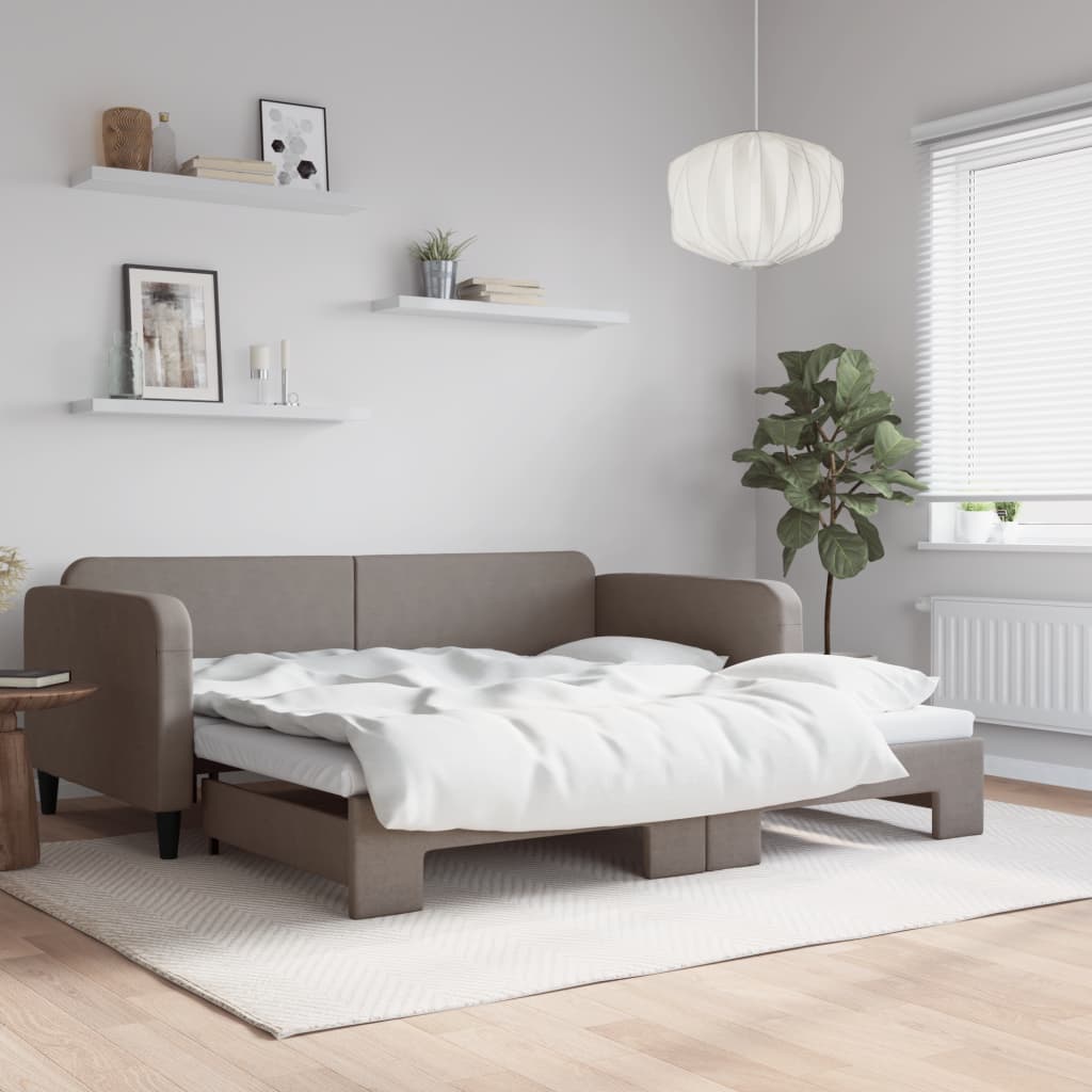 vidaXL Denná posteľ s rozkladacou posteľou sivohnedá 100x200 cm látka