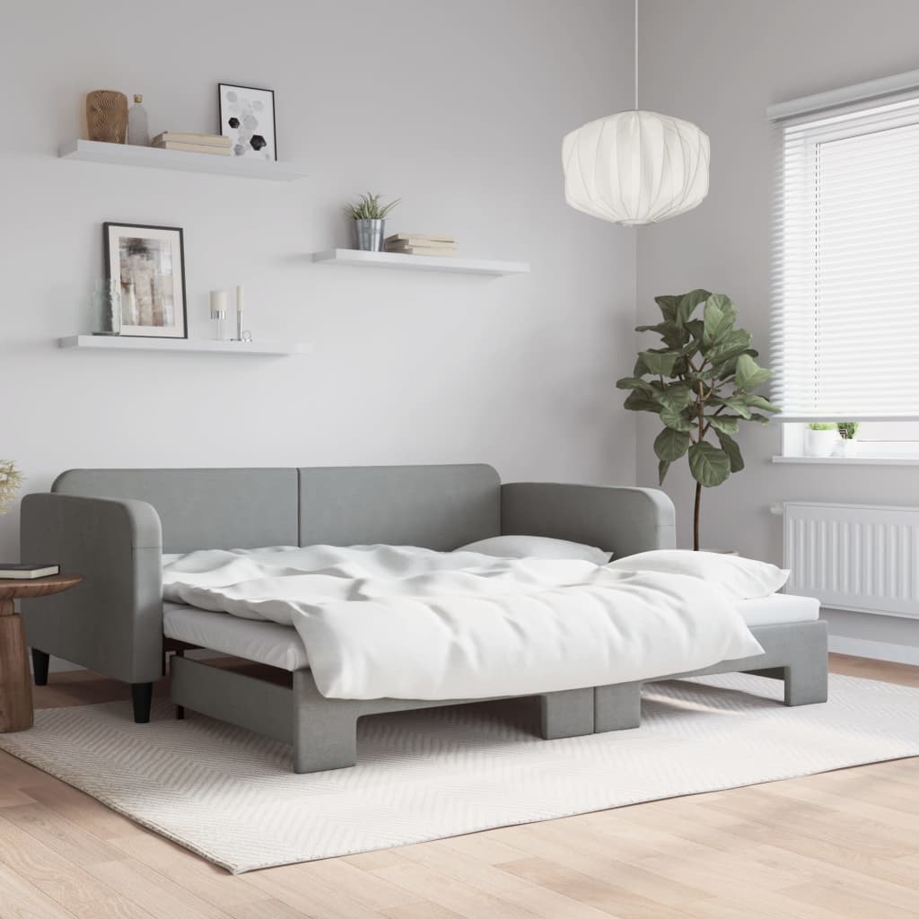 vidaXL Denná posteľ s rozkladacou posteľou bledosivá 100x200 cm látka