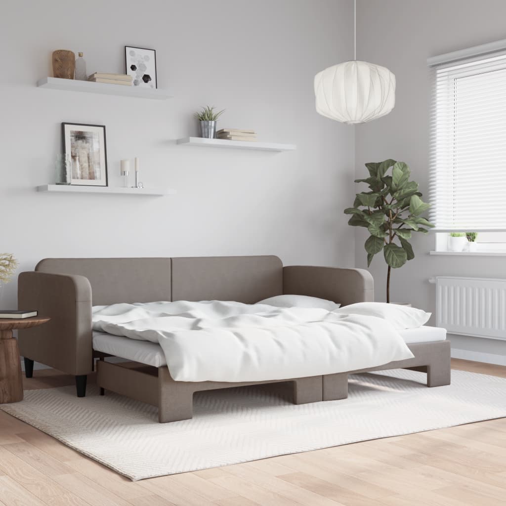 vidaXL Denná posteľ s rozkladacou posteľou sivohnedá 90x200 cm látka