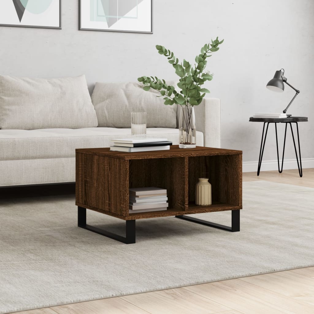 vidaXL Konferenčný stolík hnedý dub 60x50x36,5 cm spracované drevo