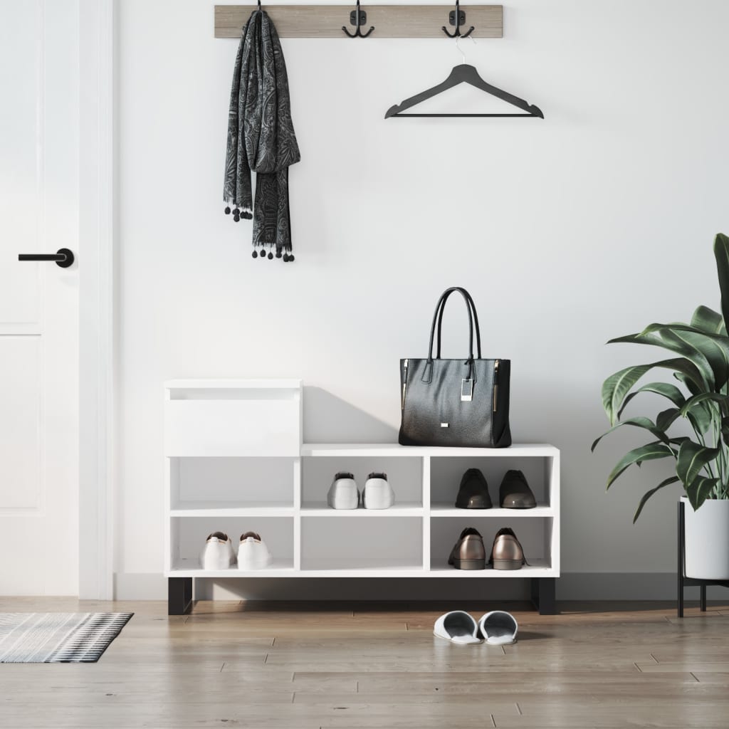 vidaXL Botník biely 102x36x60 cm spracované drevo