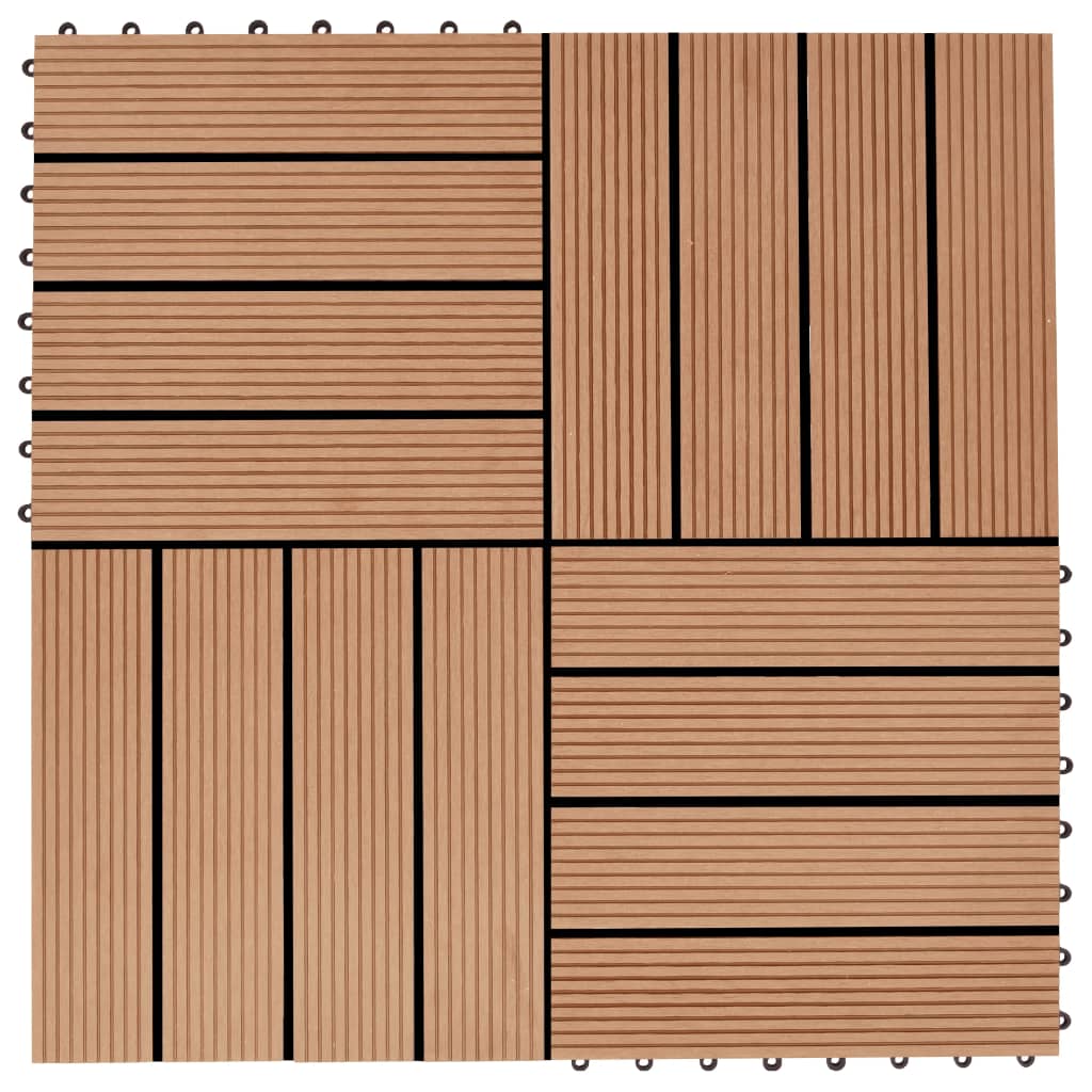 vidaXL Podlahové dlaždice 22 ks, 30x30 cm, 2 m2, WPC, tíková farba