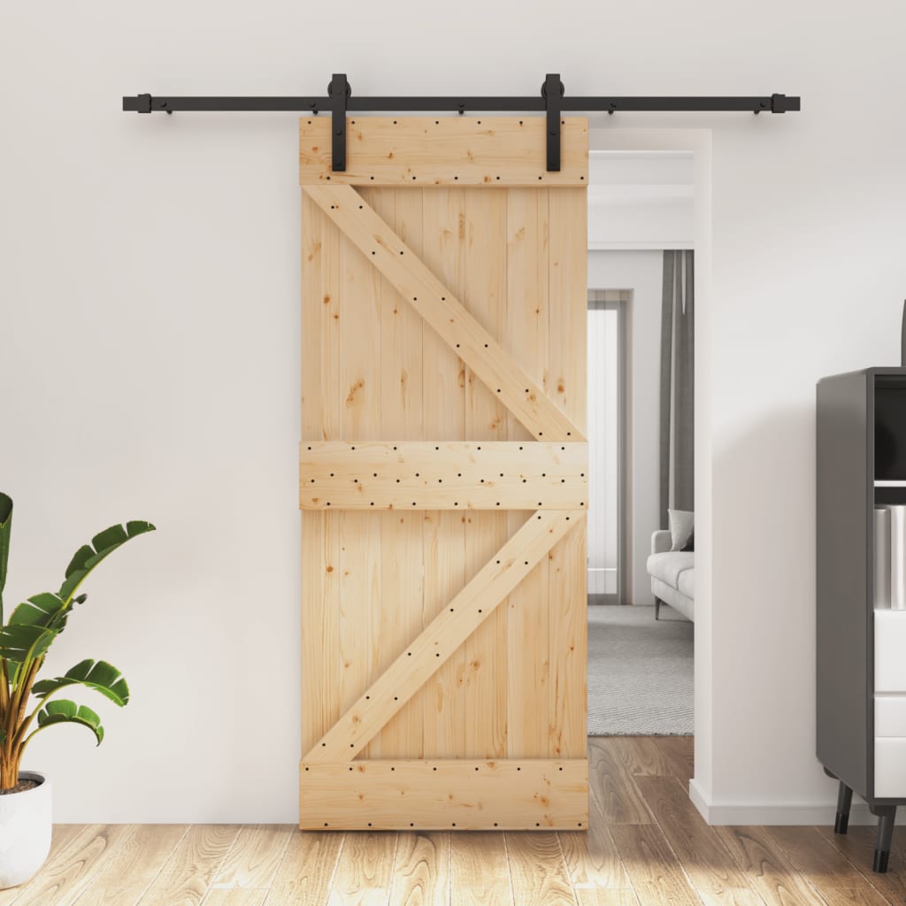 vidaXL Posuvné dvere so sadou kovania 85x210 cm borovicový masív