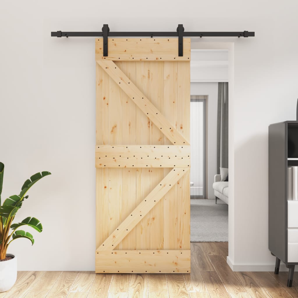 vidaXL Posuvné dvere so sadou kovania 85x210 cm borovicový masív