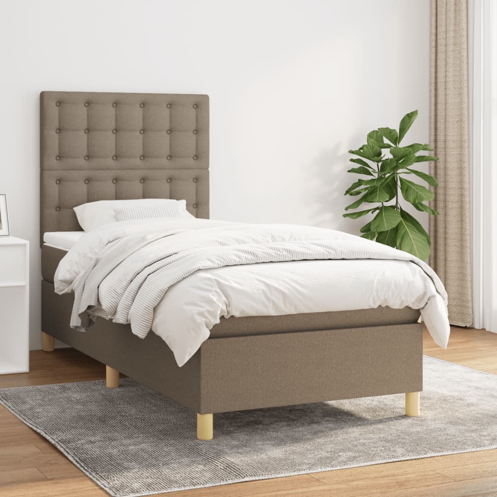 vidaXL Posteľný rám boxsping s matracom sivohnedý 80x200 cm látka