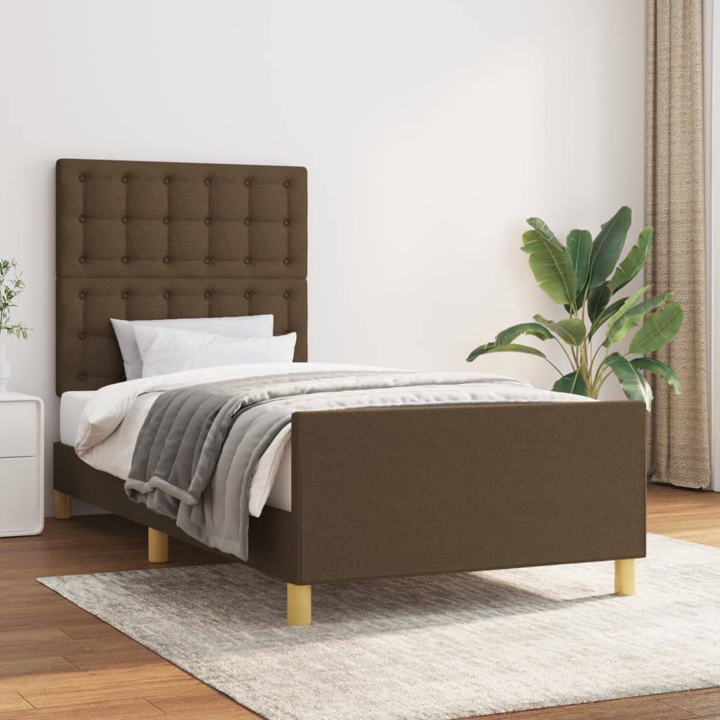 vidaXL Posteľný rám s čelom tmavohnedý 80x200 cm látka