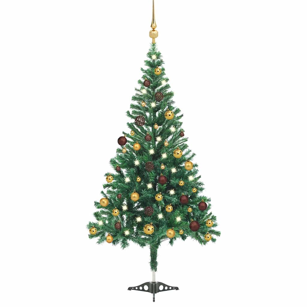 vidaXL Osvetlený umelý vianočný stromček+gule 180 cm, 564 vetvičiek