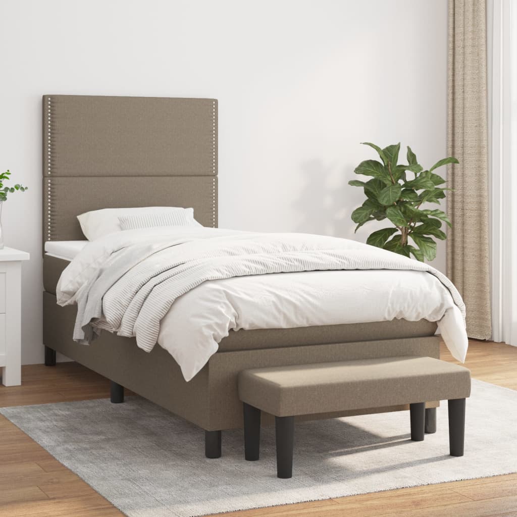 vidaXL Posteľný rám boxspring s matracom sivohnedý 90x190 cm látka