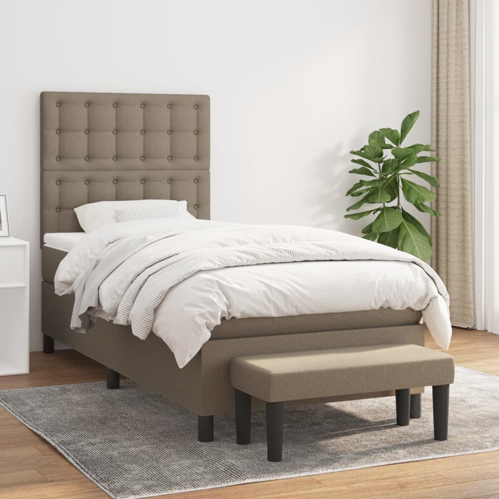 vidaXL Posteľný rám boxspring s matracom sivohnedý 90x190 cm látka