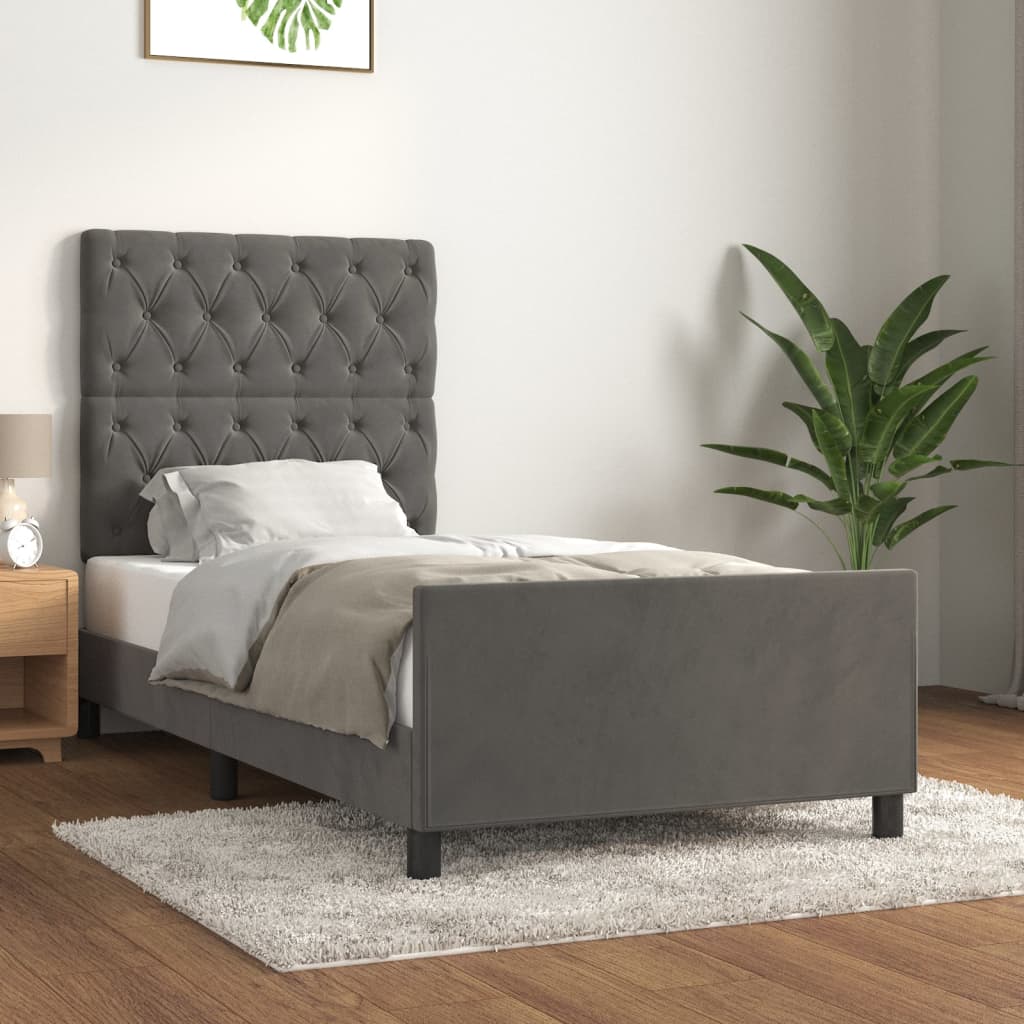 vidaXL Posteľ bez matraca tmavosivá 80x200 cm zamat
