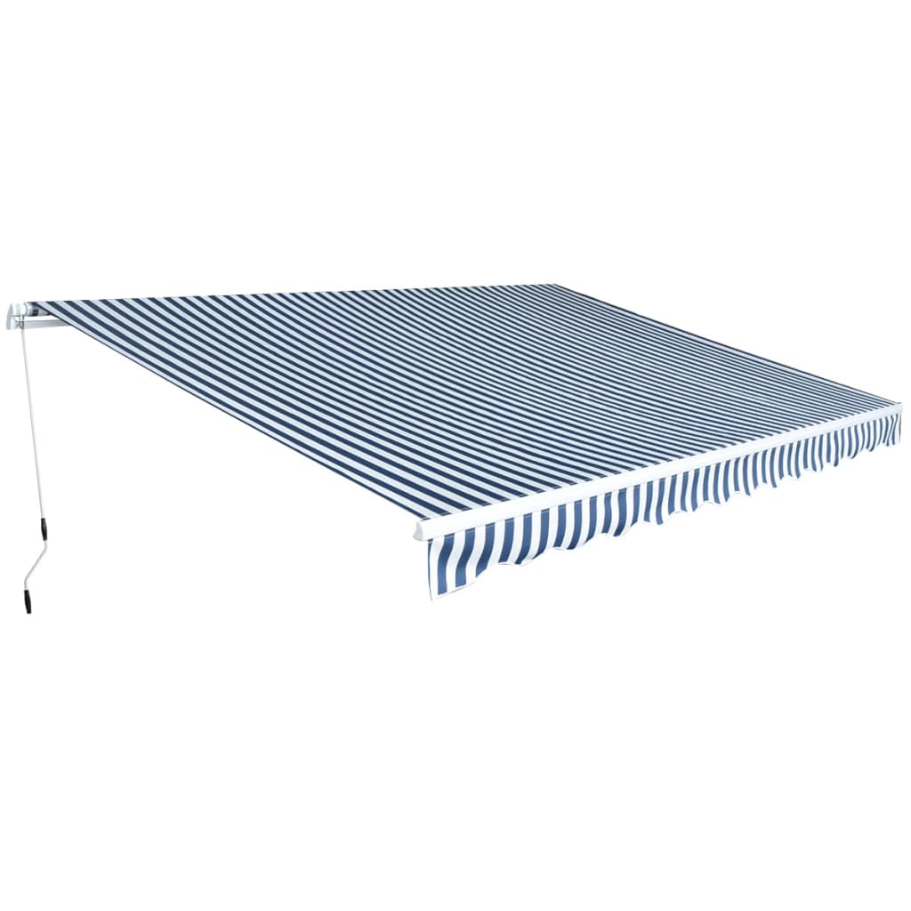 vidaXL Skladacia markíza, manuálna 450 cm, modrá/biela