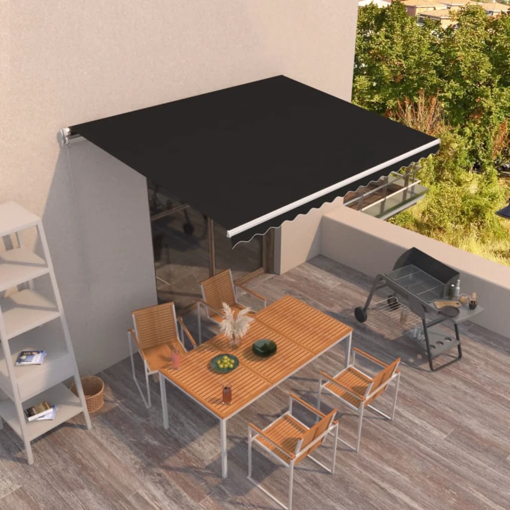 vidaXL Ručná zaťahovacia markíza 400x350 cm antracitová