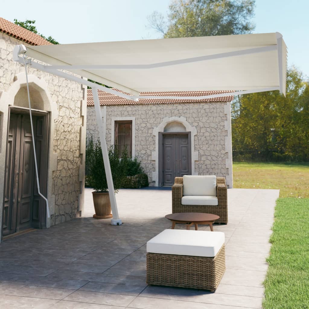vidaXL Samostatne stojaca ručne zaťahovacia markíza 500x350 cm krémová