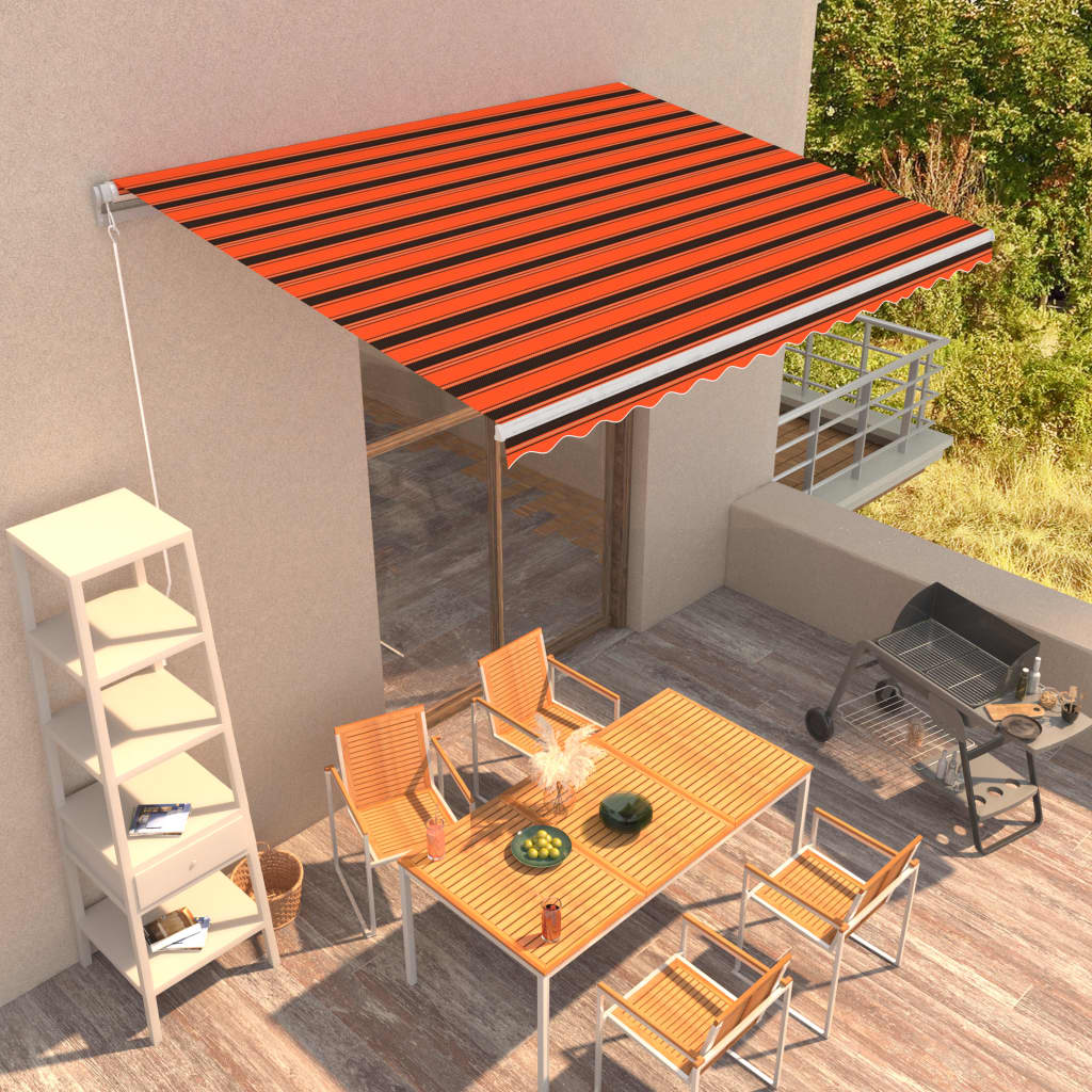 vidaXL Ručná zaťahovacia markíza 400x300 cm oranžová a krémová