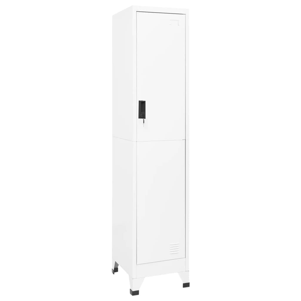 vidaXL Uzamykacia skriňa biela 38x45x180 cm oceľová