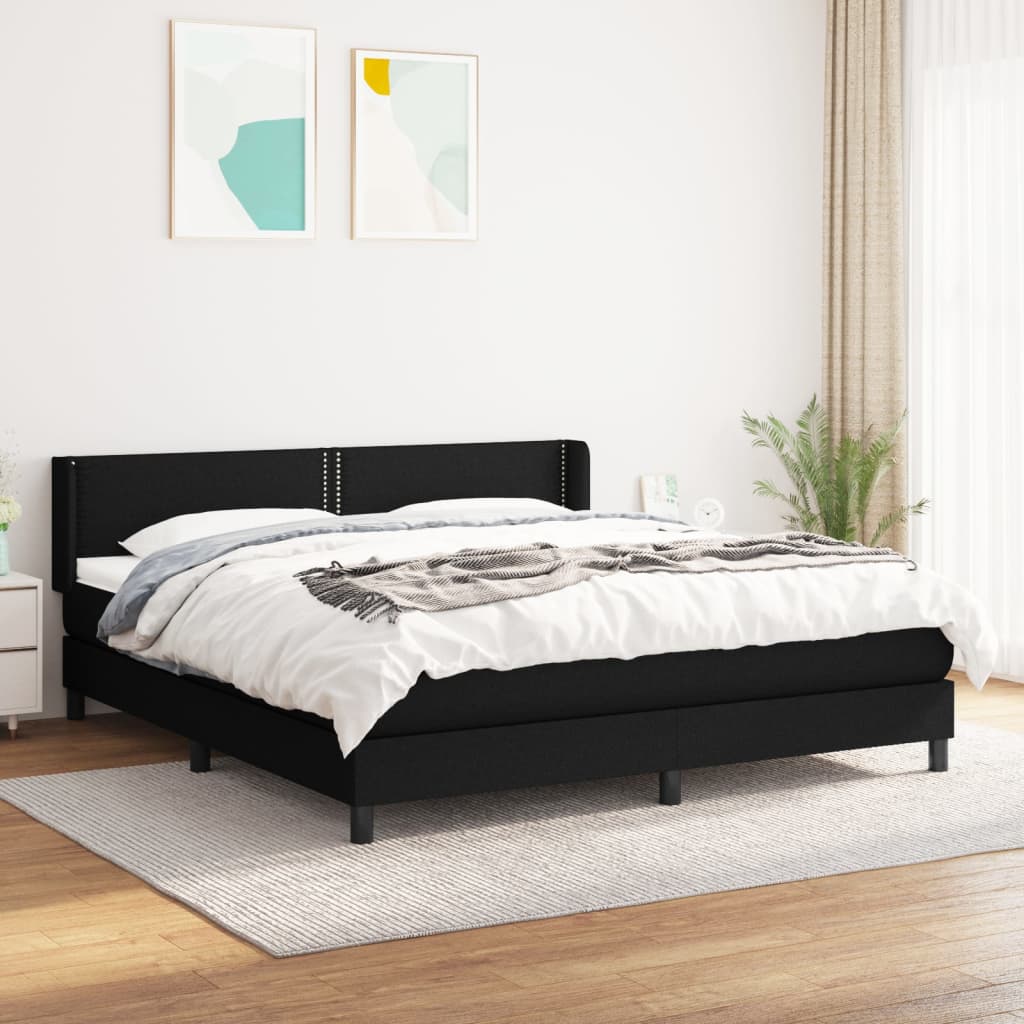 vidaXL Posteľný rám boxspring s matracom čierny 180x200 cm látka