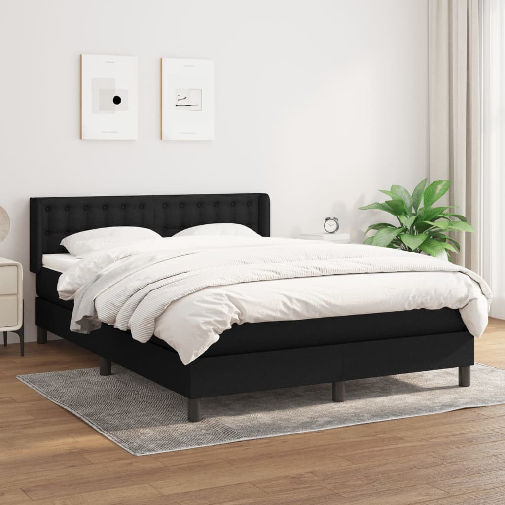vidaXL Posteľný rám boxspring s matracom čierny 140x200 cm látka