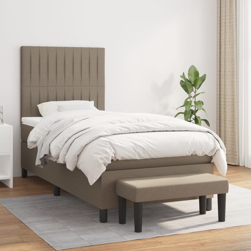vidaXL Posteľný rám boxspring s matracom sivohnedý 90x190 cm látka