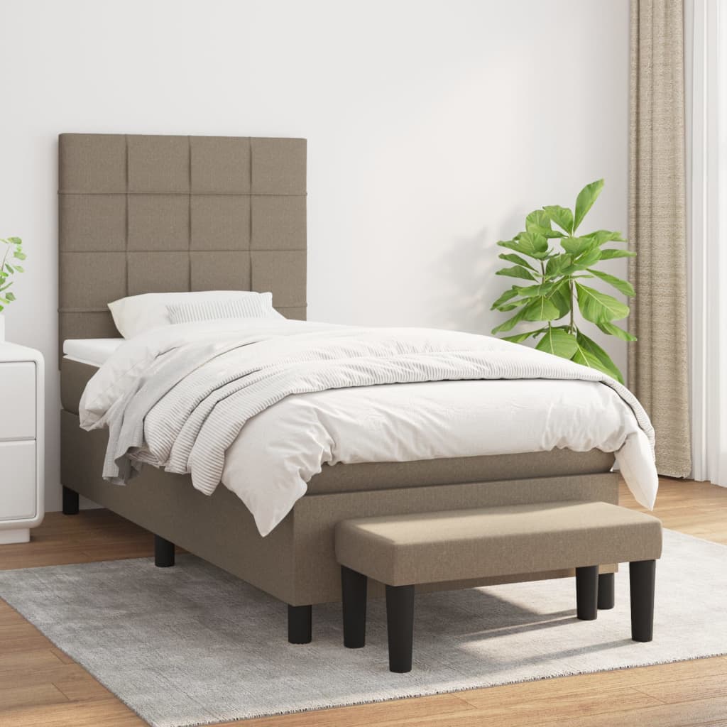 vidaXL Posteľný rám boxsping s matracom sivohnedý 90x200 cm látka