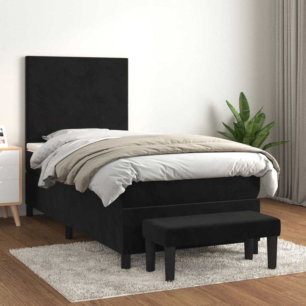 vidaXL Posteľný rám boxspring s matracom čierny 80x200 cm zamat