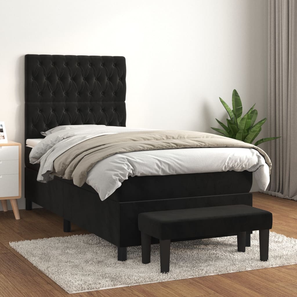 vidaXL Posteľný rám boxspring s matracom čierny 80x200 cm zamat