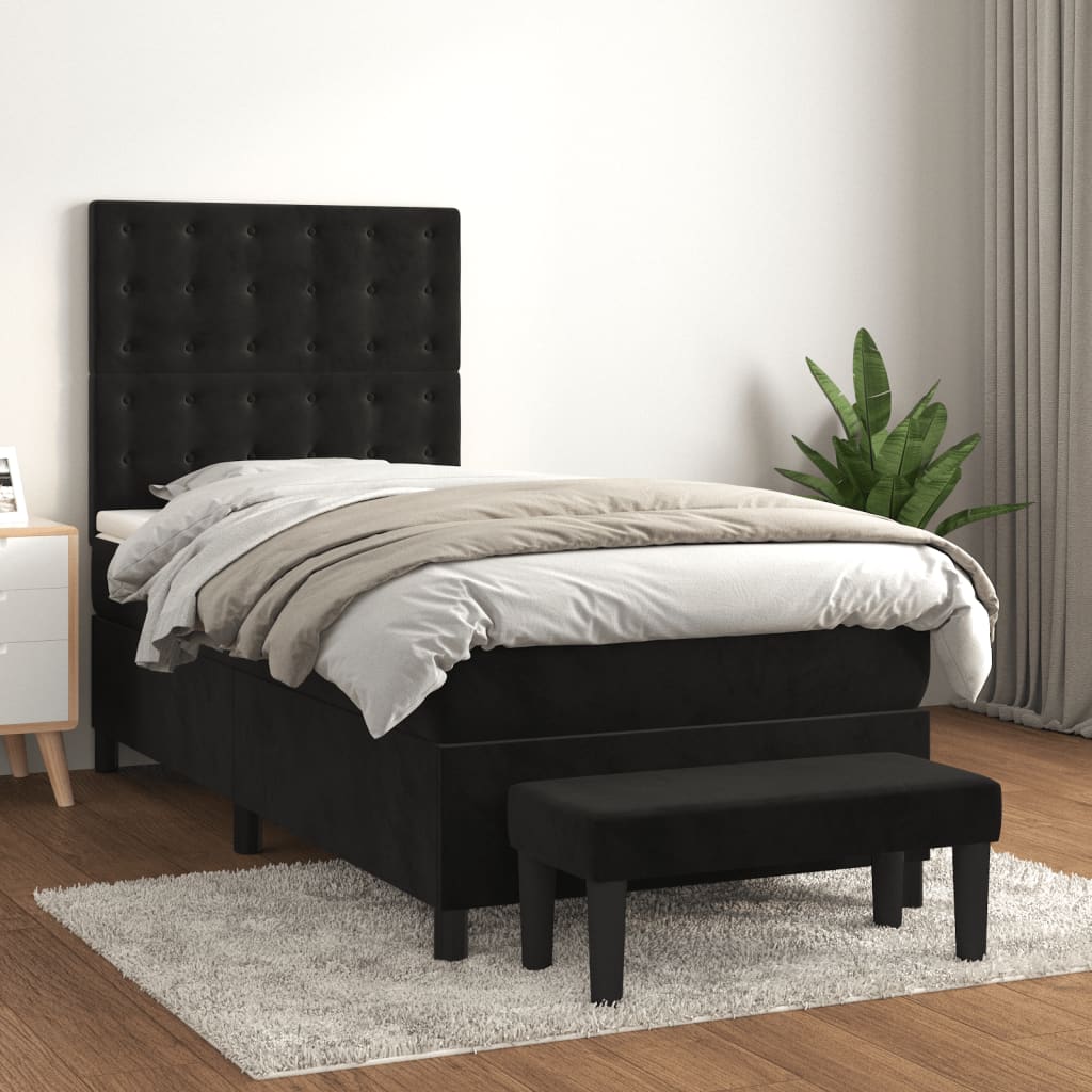 vidaXL Posteľný rám boxspring s matracom čierny 100x200 cm zamat