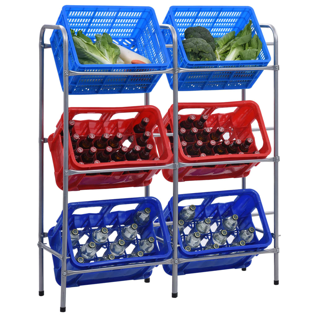 vidaXL Skladovací regál na 6 prepraviek strieborný 96x33x116 cm oceľ