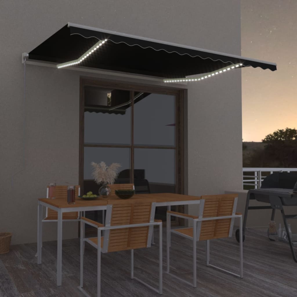 vidaXL Ručne zaťahovacia markíza s LED 450x300 cm antracitová