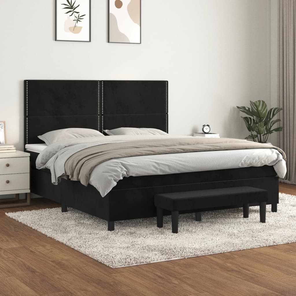 vidaXL Posteľný rám boxspring s matracom čierny 180x200 cm zamat