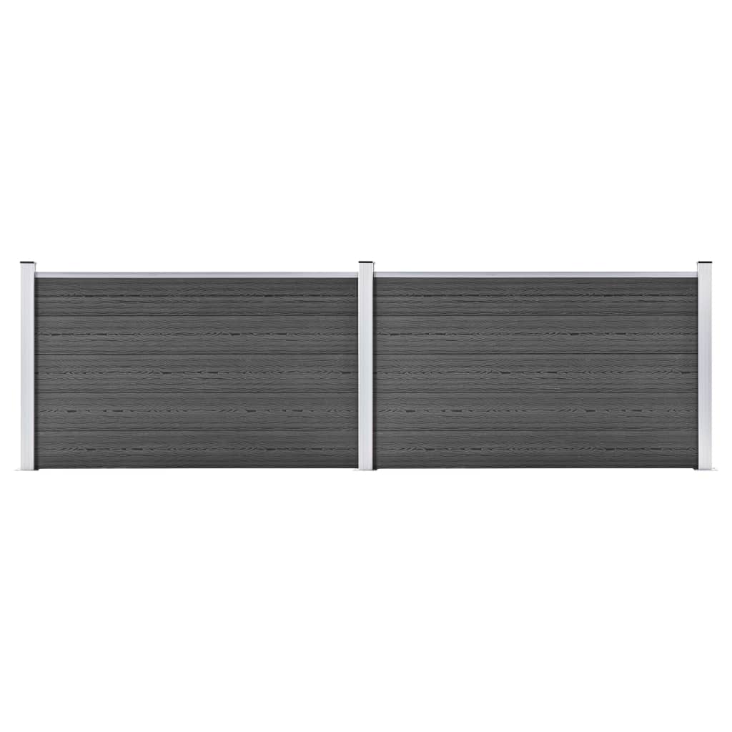 vidaXL Sada plotových panelov WPC 353x105 cm čierna