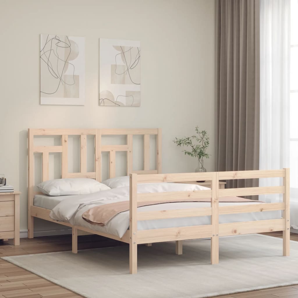 vidaXL Posteľný rám s čelom 140x200 cm masívne drevo